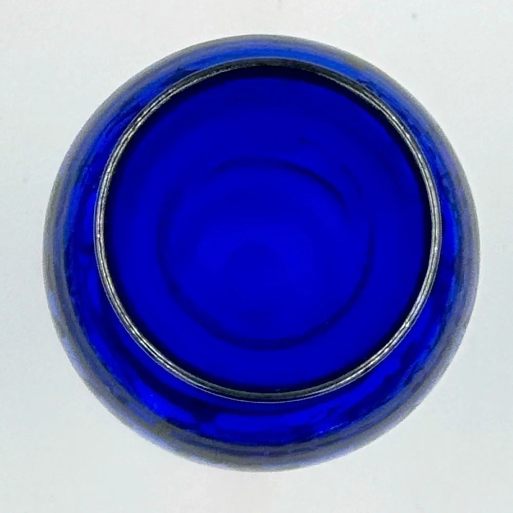 Vintage Cobalt Blue and Sterling Silver Overlay Floral Bud Vase